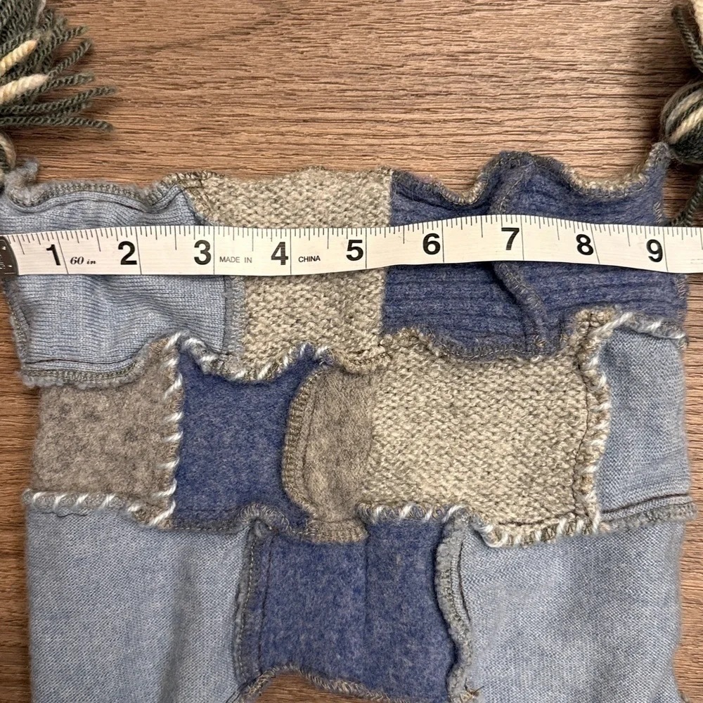 Patchwork Kids Hat with Tassels face face England, recycled, cashmere and wool
